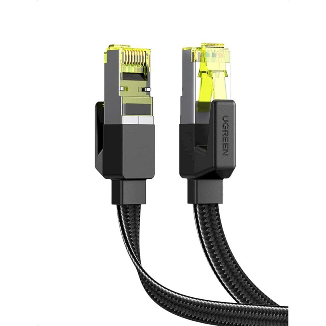 Cáp mạng Cat7 Ugreen 40166 dài 15m 10Gbps 600mhz dây dẹt Nylon Braided Màu Đen NW189