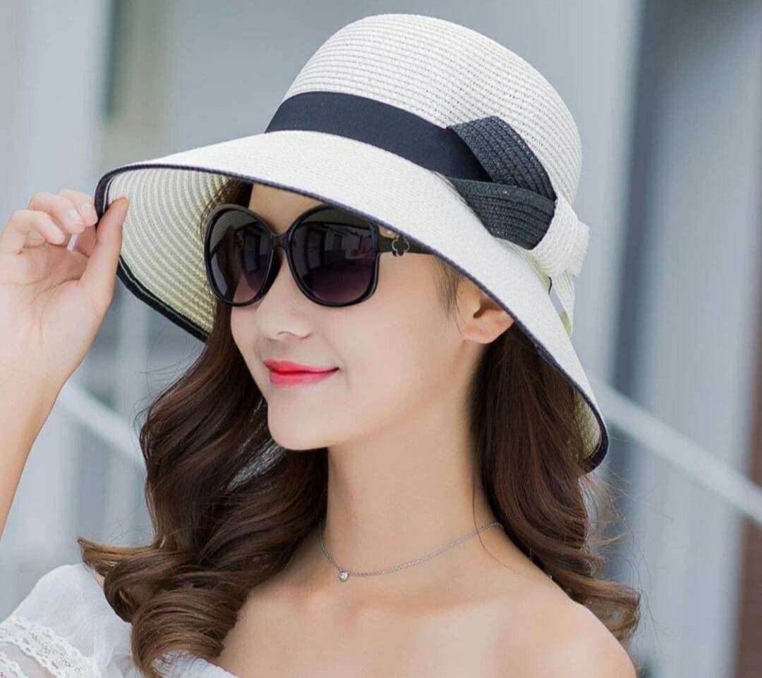 Nón rộng vành nữ đi biển đẹp mũ rộng vành thời trang Hàn Quốcdona22030801 Trắng