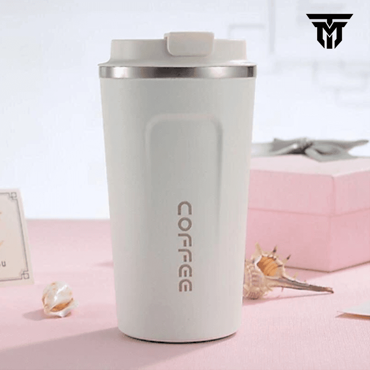 Cốc Giữ Nhiệt Coffeeholic Teement Inox 304 Dung Tích 510ml Cao Cấp Kiểu Dáng Hàn Quốc Cầm Tay Sang Trọng Màu trắng