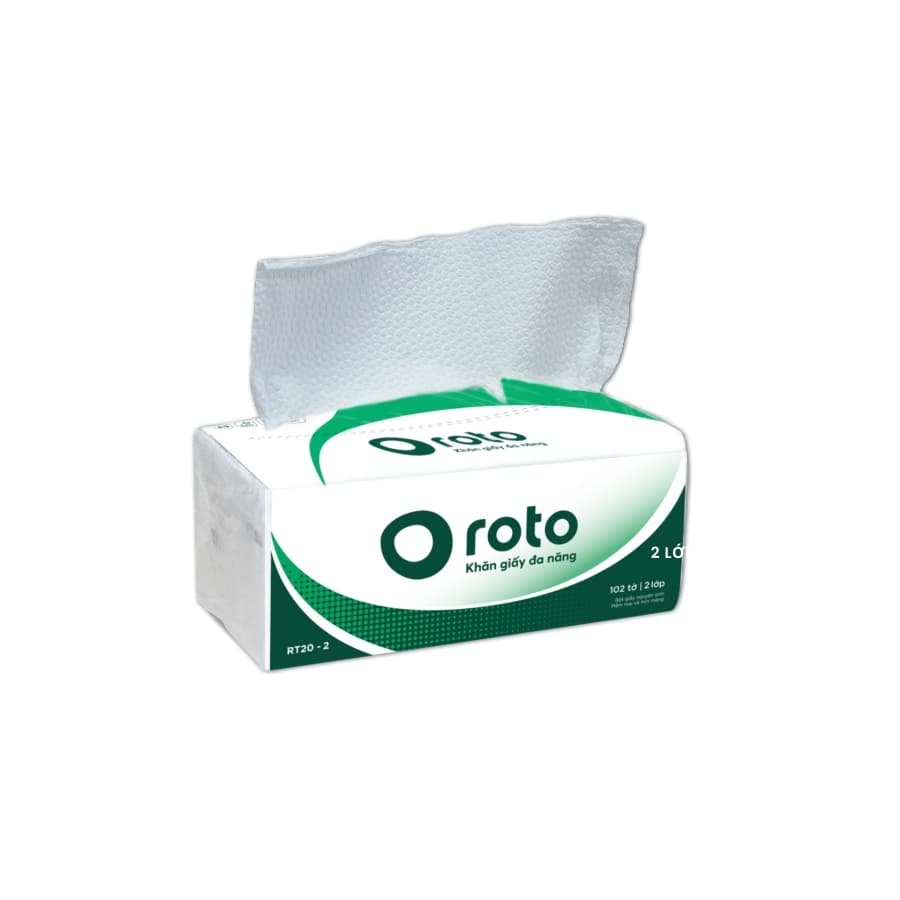 Combo 5 khăn giấy rút lau tay đa năng 2 lớp 102 tờ ROTO ECO RT20 2 100 bột giấy nguyên sinh