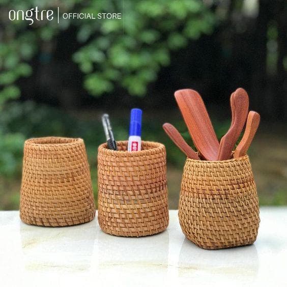 Khay mây Guột ONGTRE hình Tròn Chữ Nhật đựng đồ ăn trà bánh decor chụp ảnh nhiều Size Cốc Size Lớn
