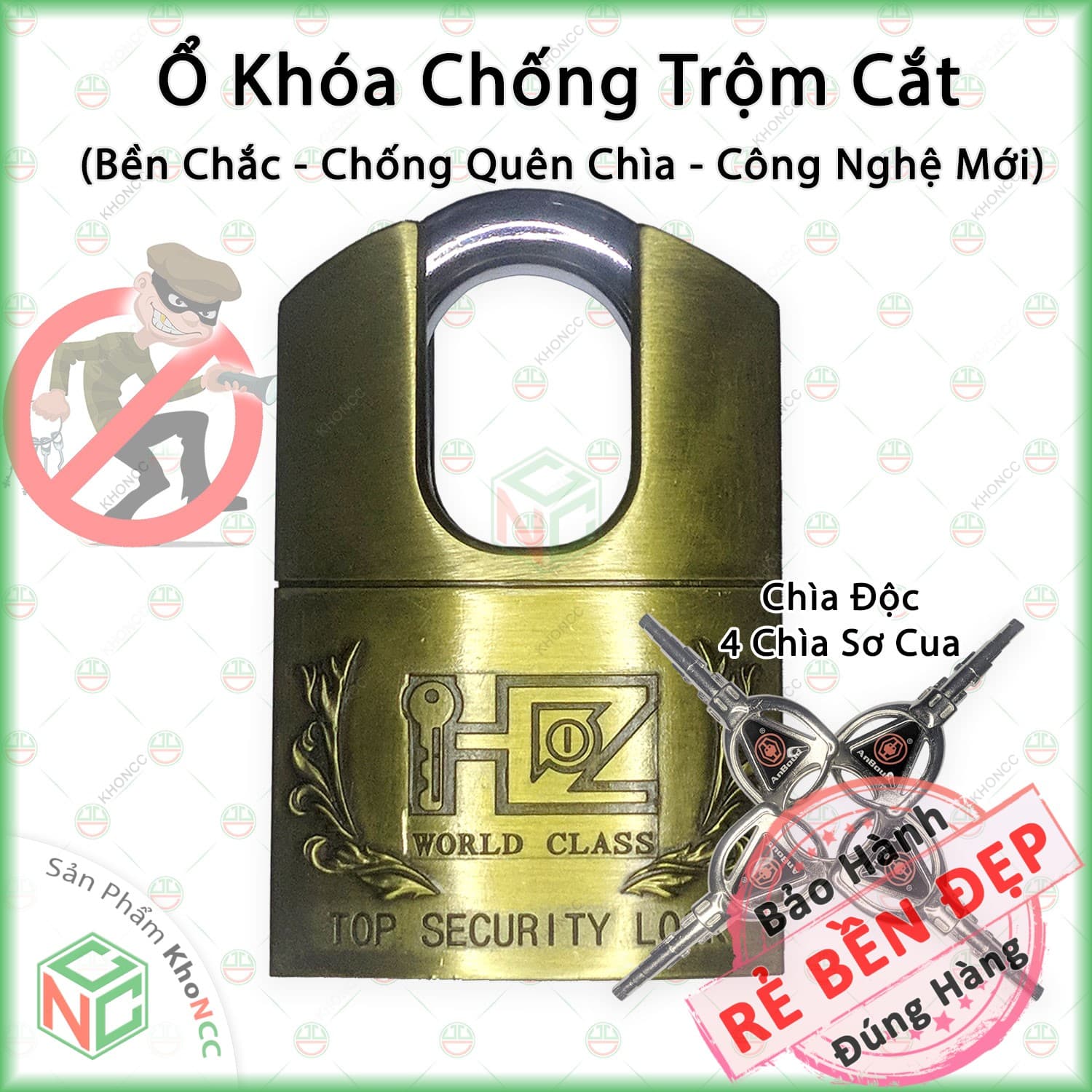 Chống Cắt Ổ Khóa Ngăn Ngừa Trộm 60mm KhoNCC Padlock Cho Gia Đình Kho Xưởng Cực Kỳ An Toàn KPD Padlock 6PCC Bạc Đồng