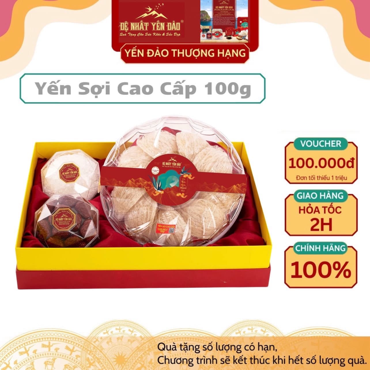 BEST SALES Yến Khánh Hòa Yến Sợi Cao Cấp Hộp 100g Đệ Nhất Yến Đảo Bồi Bổ Sức Khỏe Phục Hồi Chức Năng Phổi Phụ Nử Sau Sinh Đẹp Da Chống Lão Hóa Kéo Dài Thanh Xuân Hỗ Trợ Điều Trị Ung Thư Tăng Cường Sinh Lý Trí Nhớ Cải Thiện Giấc Ngủ 100gram