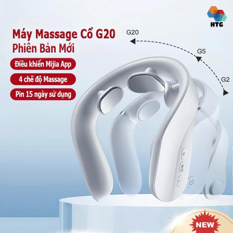 Máy massage cổ vai gáy Jeeback G20 tích hợp remote điều khiển điều khiển kết nối App massage nhiệt 3 mức tùy chọn 4 chế độ massage kết hợp 15 mức cường độ
