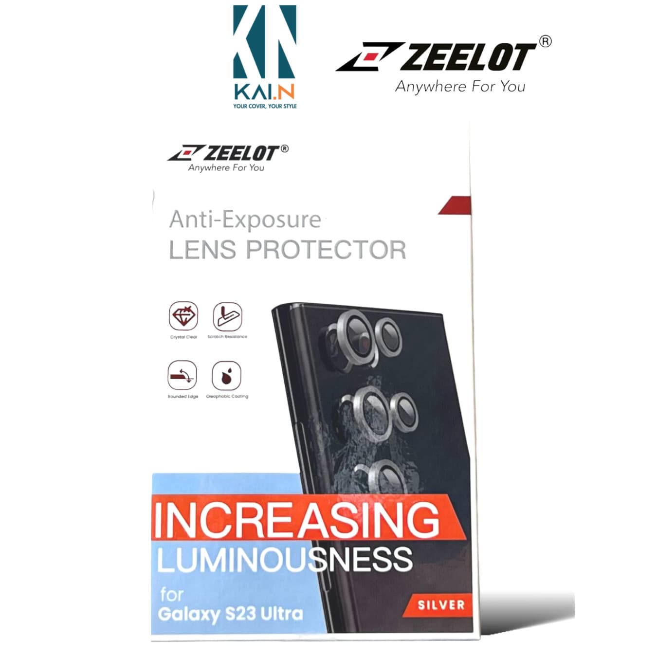 Miếng Dán Cường Lực Camera Lens Dành Cho Samsung Galaxy S23 Ultra Zeelot ULTRA PISHIELD Silver