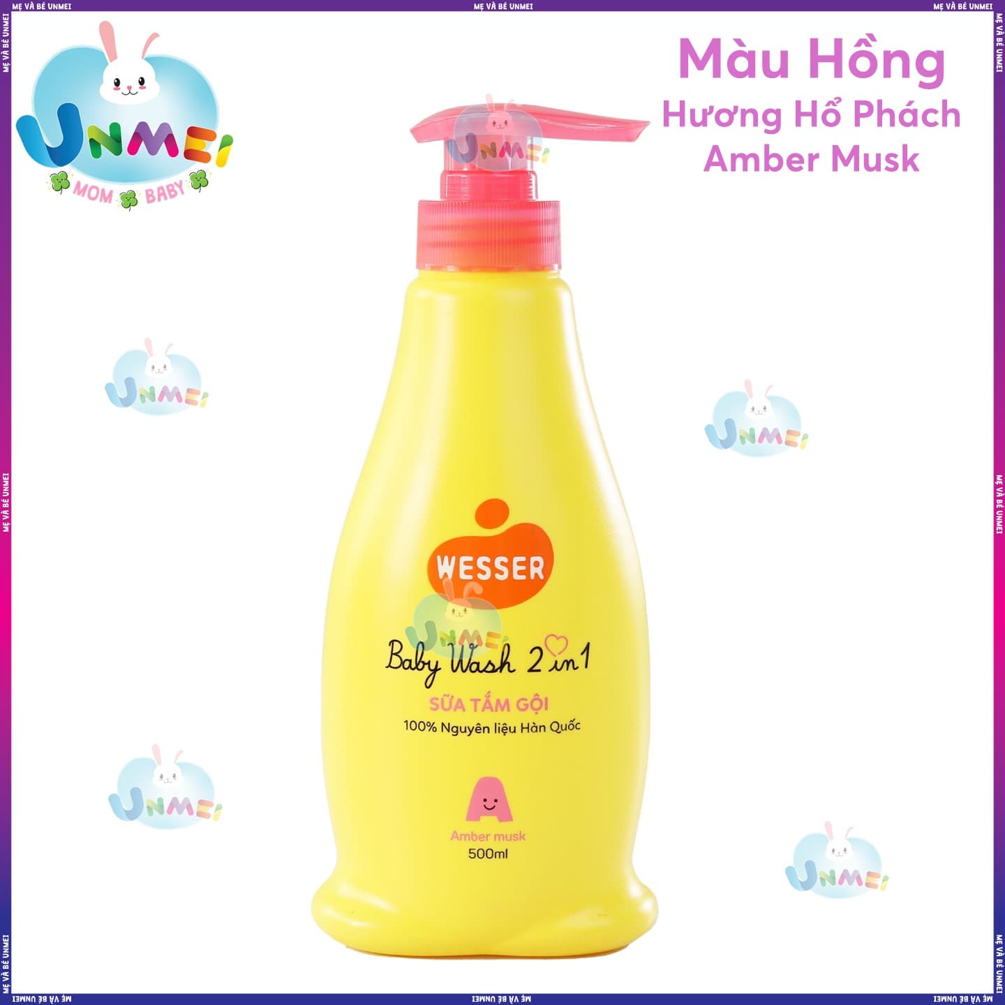 Sữa Tắm Gội Wesser 2in1 Hương Hổ Phách Xạ Hương 500ml Hồng
