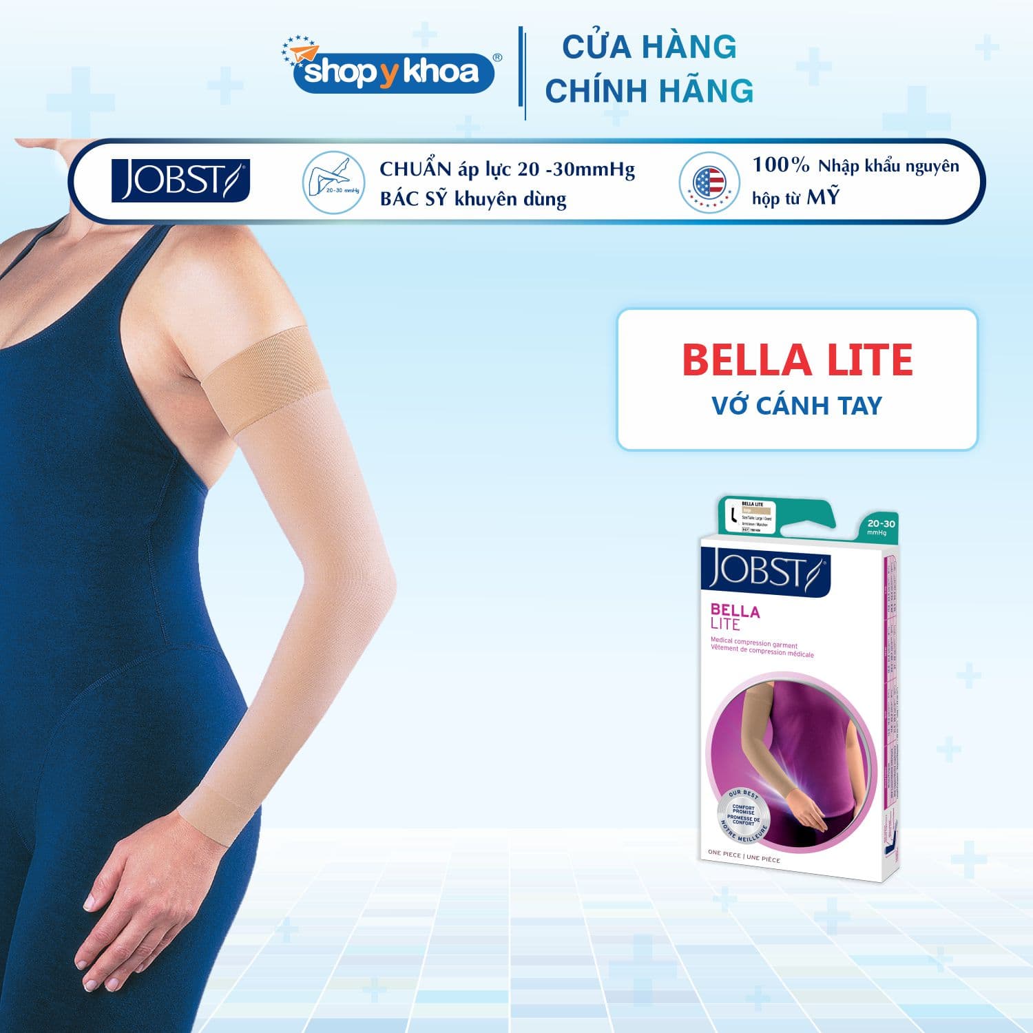 Vớ cánh tay JOBST Bella Lite hỗ trợ điều trị phù bạch huyết Da S
