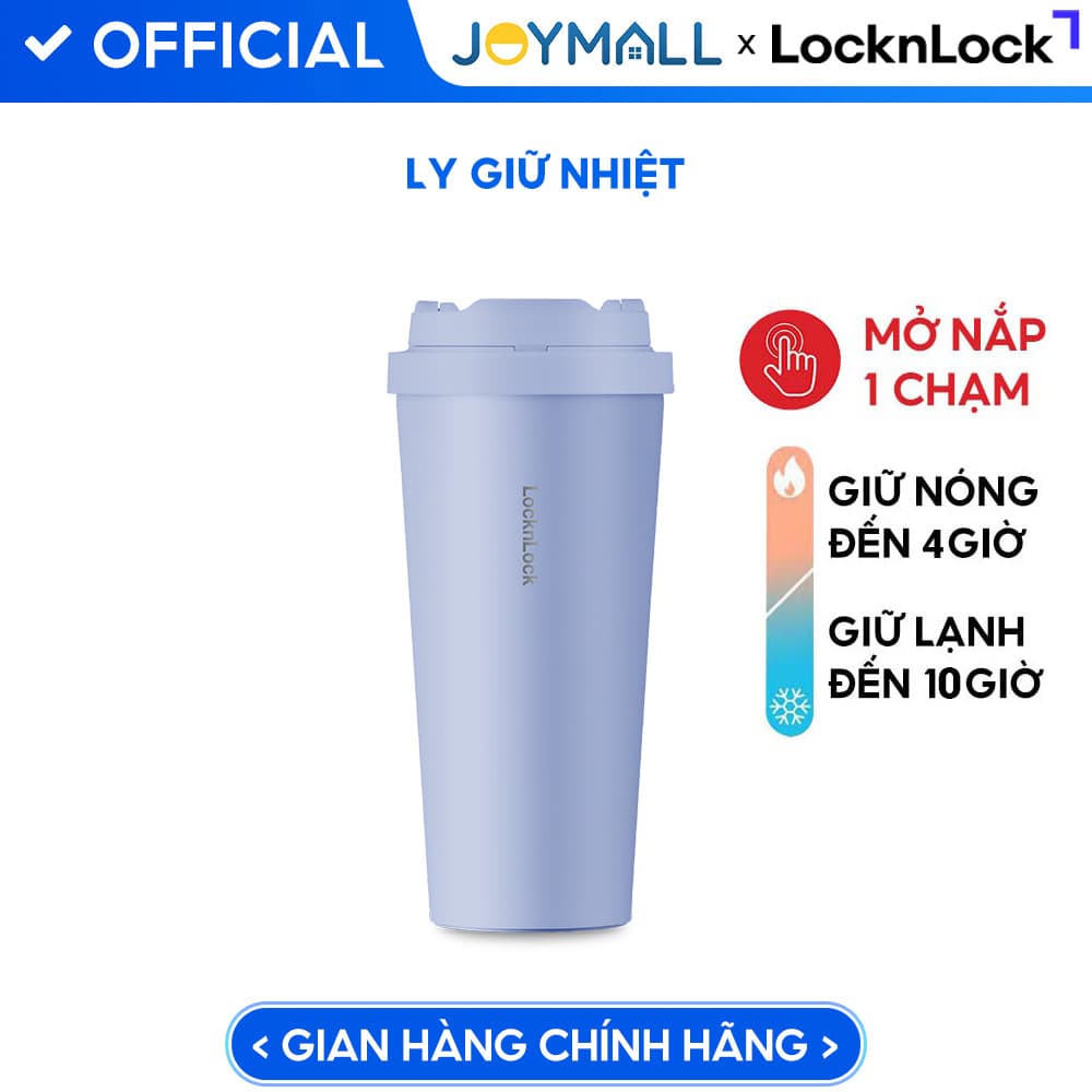 Bình Giữ Nhiệt Lock&Lock Energetic One Touch Tumbler LHC3249 550ML Độc quyền xanh Light Blue