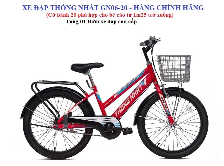 Xe đạp Thống Nhất GN 06 20 Dành cho trẻ từ 5 10 tuổi Đỏ