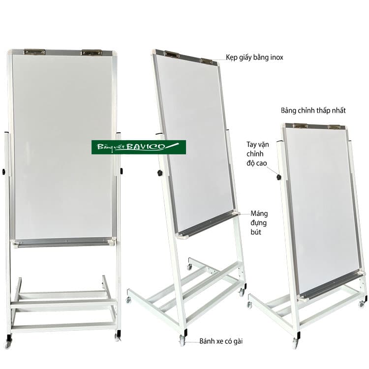 Bảng Flipchart F4 Mặt bảng trắng polytaiwan viết bút lông KT 60x100cm
