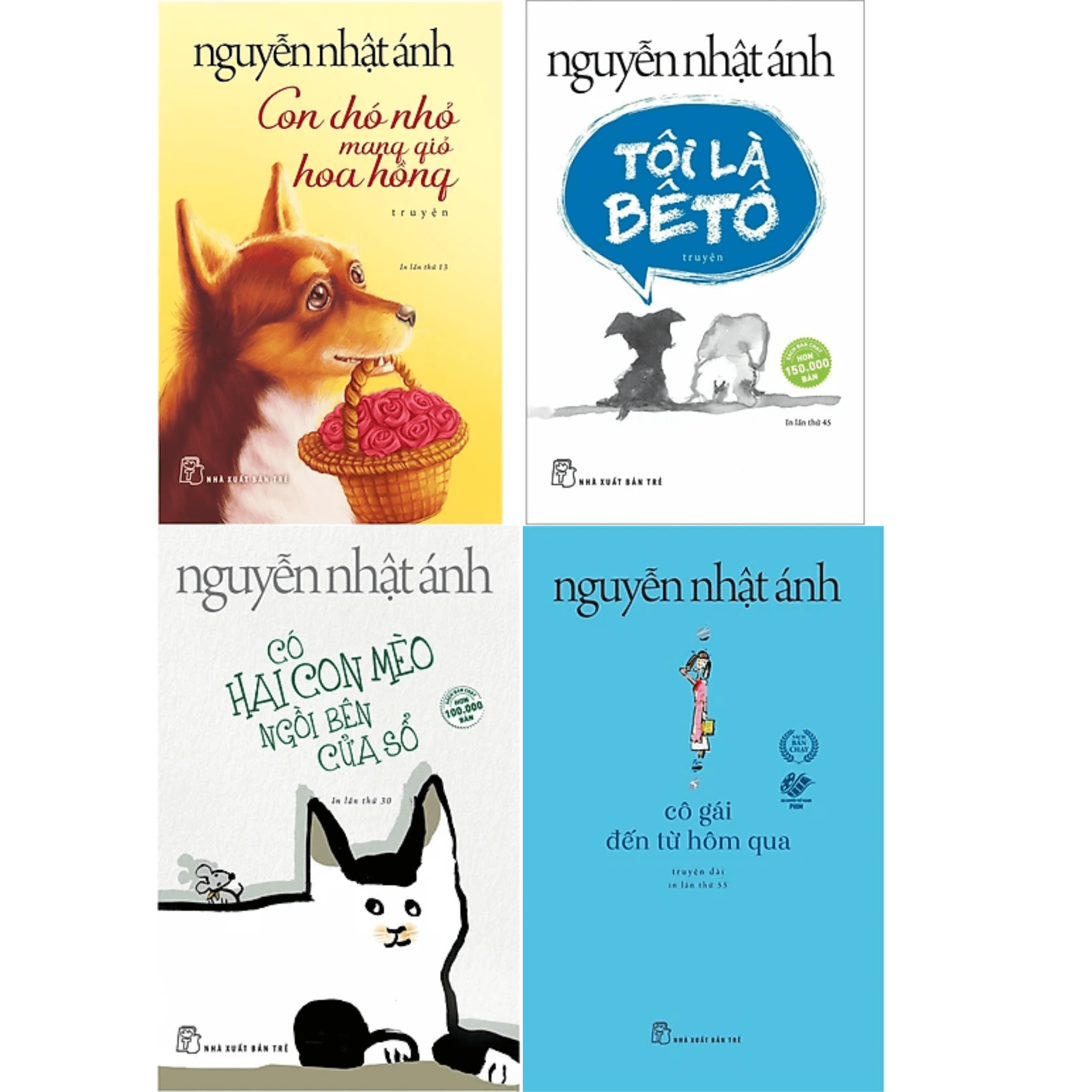 Combo 4 Cuốn Sách Hay Của Nhà Văn Nguyễn Nhật Ánh Con Chó Nhỏ Mang Giỏ Hoa Hồng Tôi Là Bêtô Cô Gái Đến Từ Hôm Qua Có Hai Con Mèo Ngồi Bên Cửa Sổ tặng Bookmark