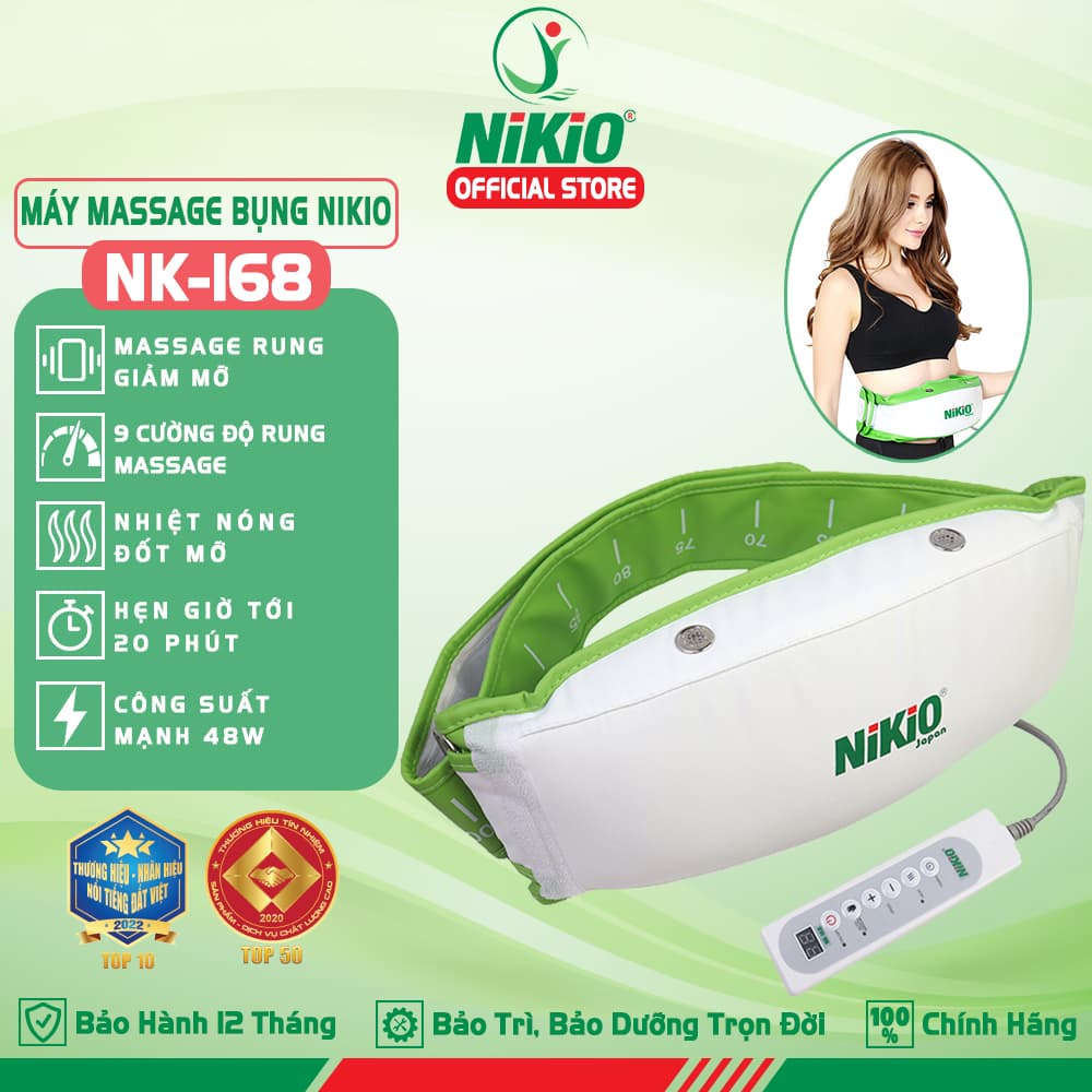 Máy Đai Massage Bụng Nikio NK 168 Máy Rung Tan Mỡ Bụng Nam Nữ Làm Săn Chắc Cơ Bụng Nhanh Kết Hợp Nhiệt Nóng Làm Ấm Bụng Giảm Đau Bụng Kinh
