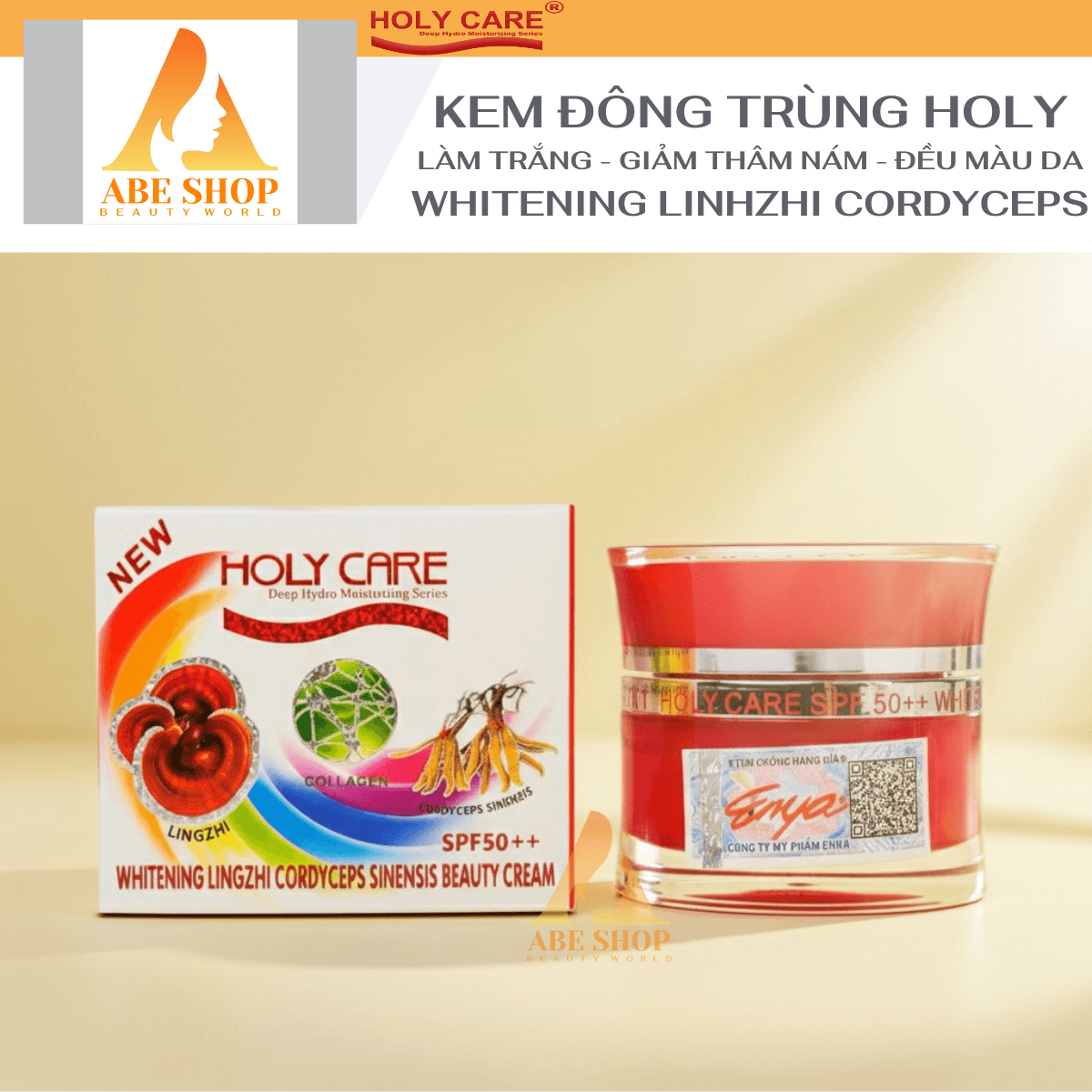 Kem HOLY CARE Đông Trùng Linh Chi 9in1 20g Làm Trắng Giảm Thâm Nám Chống Lão Hóa Mờ Nếp Nhăn