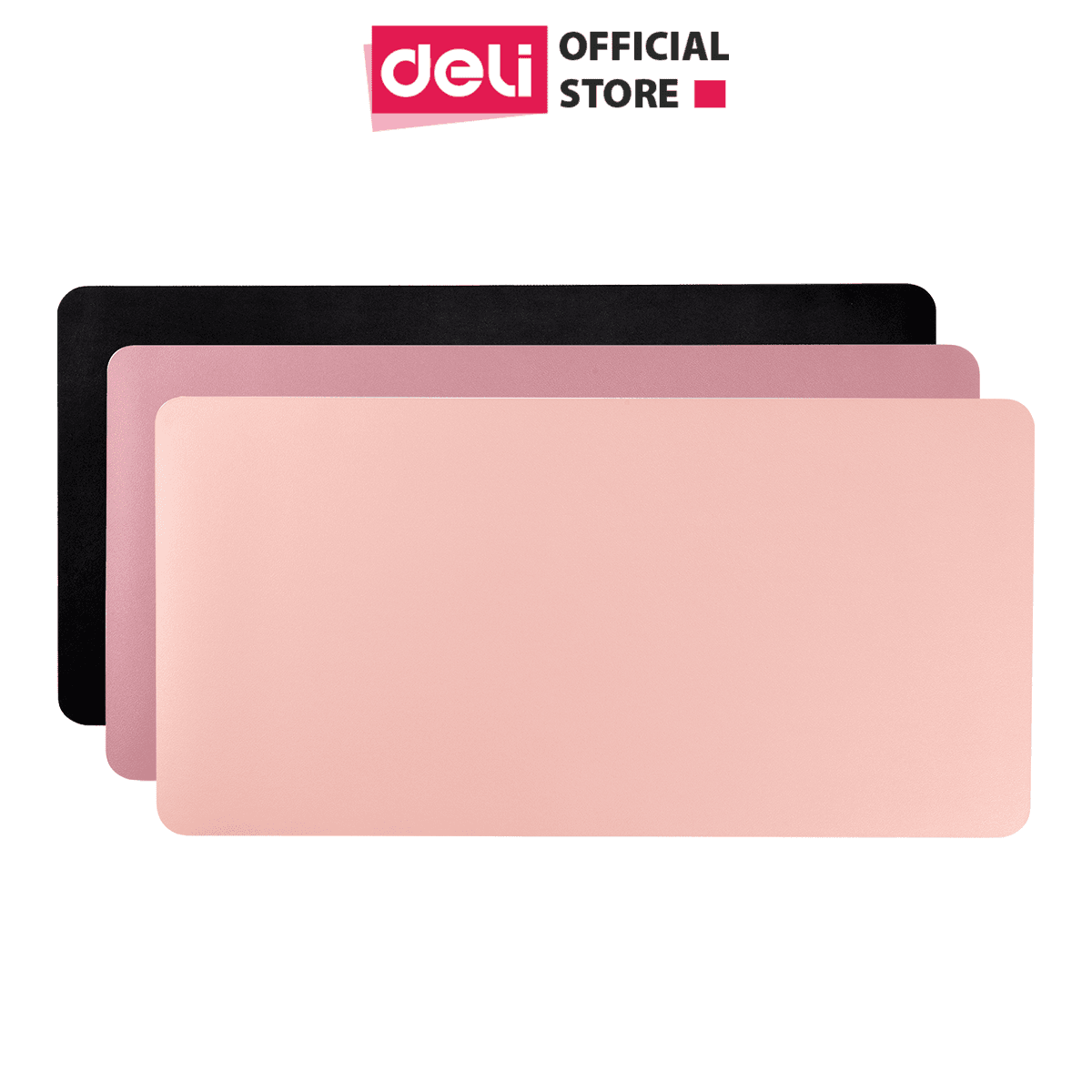 Bàn Di Chuột Miếng Lót Chuột Hai Mặt Da PU Chống Nước Deli Kiêm Deskpad Thảm Da Trải Bàn Làm Việc Nhiều Kích Cỡ Màu Sắc VS782 VS783 75x35cm Hồng nhạt
