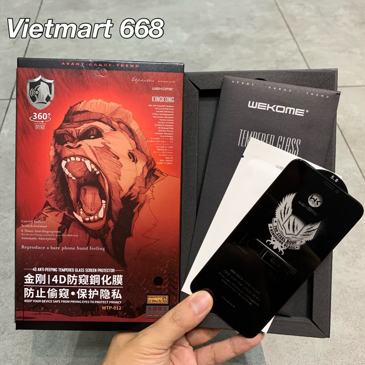 Kính Cường Lực Chống Nhìn Trộm KingKong Dành Cho iPhone Full Hộp Dán Full Màn 5.8 INCH XXS11PRO