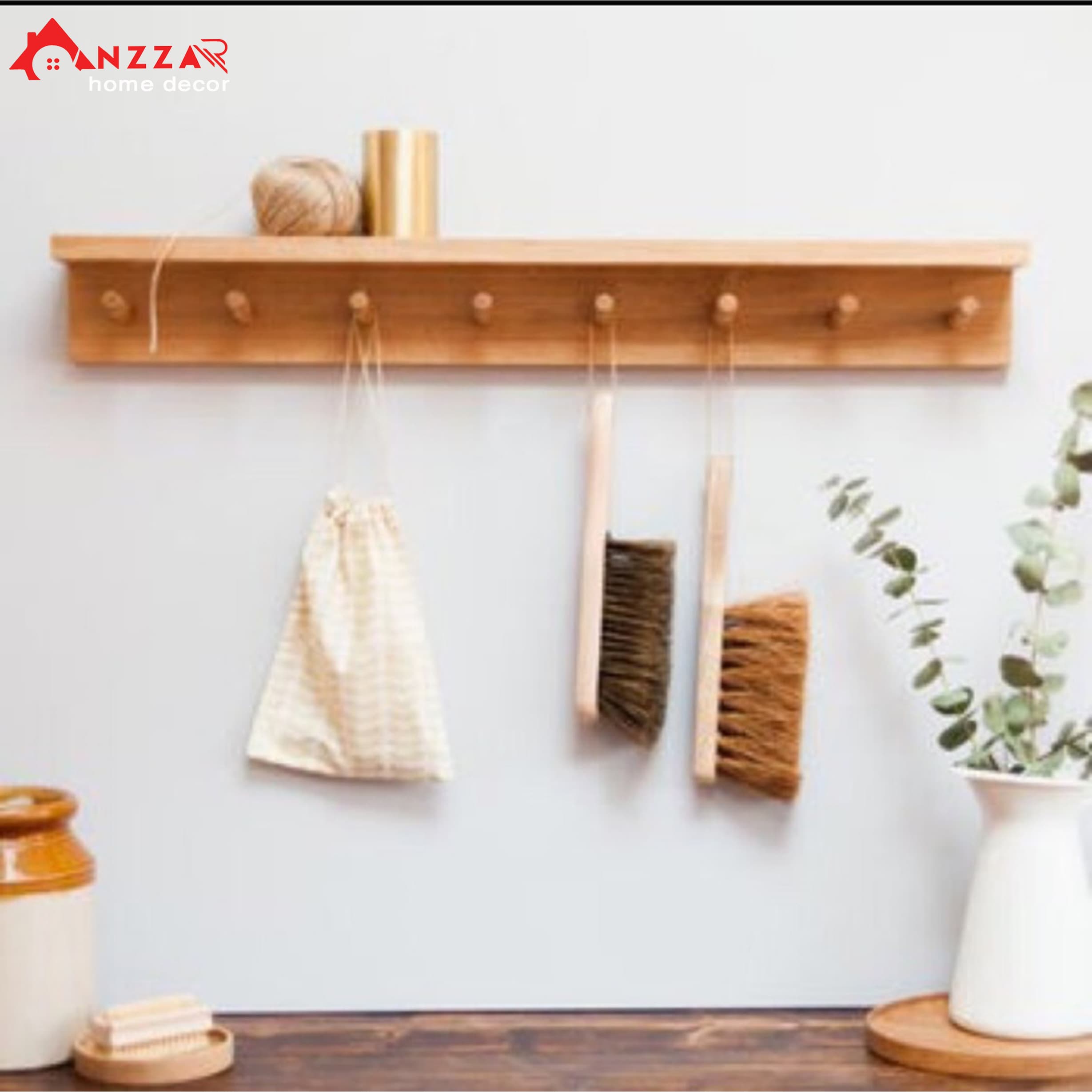 Móc gỗ treo quần áo khăn đồ lưu niêm Móc Gỗ Treo Tường Anzzar SIZE XL 80cmx9.5cmx9cm