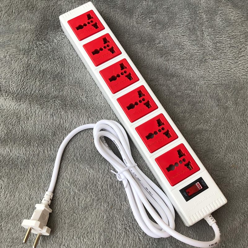 Ổ Cắm 6 Lỗ 3 Chấu Dây 5 Mét Điện Quang ĐQ ESK 5WR 63ECO Trắng Đỏ