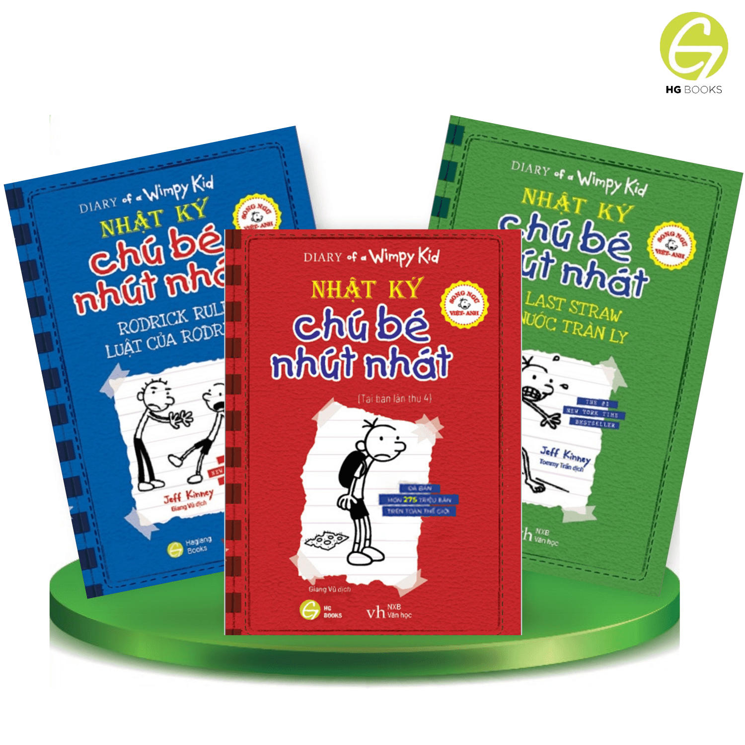 Combo tập 1 3 Nhật Ký Chú Bé Nhút Nhát bản Song Ngữ Diary Of A Wimpy Kid Truyện song ngữ dành cho thiếu nhi có note từ vựng tặng kèm file nghe