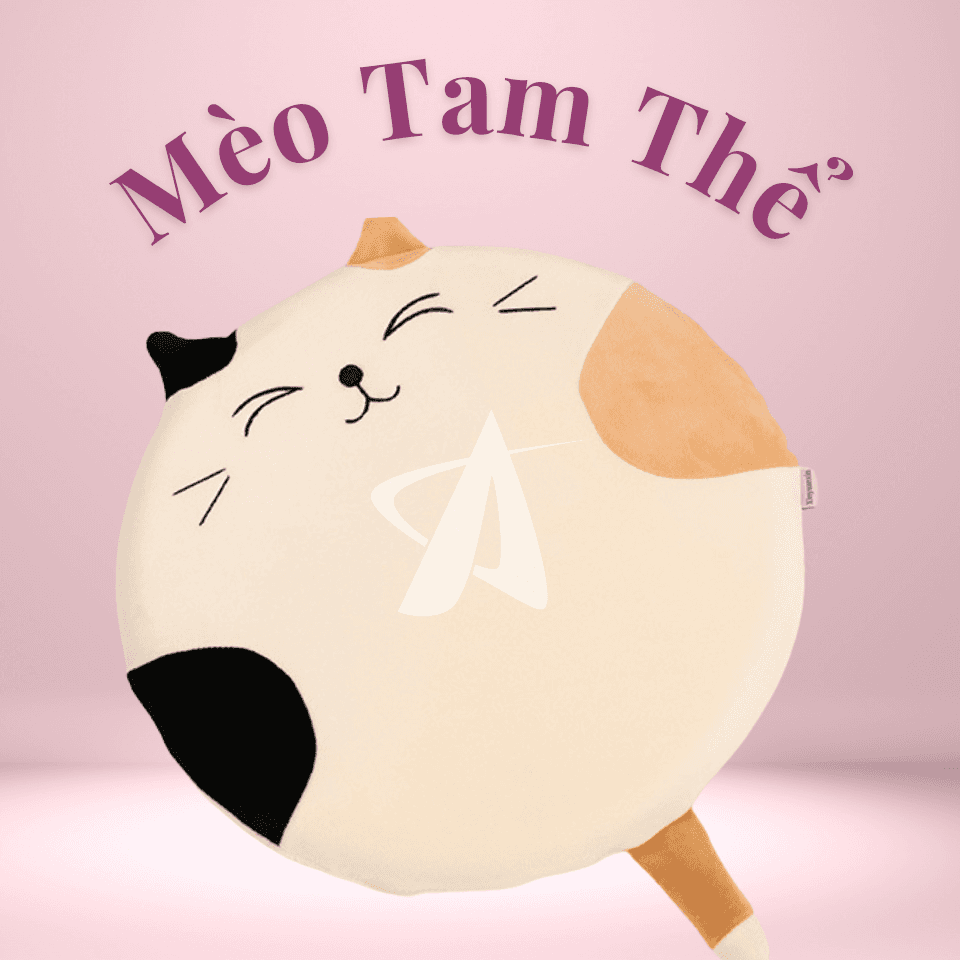 Đệm văn phòng ngồi bệt hình mèo cao cấp A phong cách Nhật Bản Tam thể