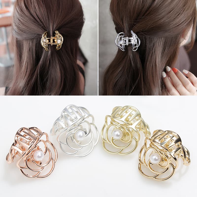 Kẹp tóc sau kẹp tóc ngọc trai 3cmx3cm Trắng