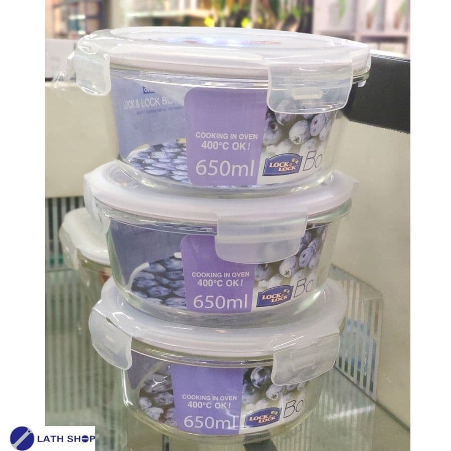 Bộ 3 Thố thủy tinh tròn Lock&Lock LLG831 650ml