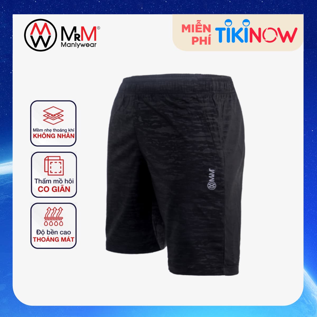 Quân đui short gio nam thê thao Họa Tiết Rằn Ri tre trung năng đông thoang mat co gian 4 chiêu MRM Manlywear Đen Rằn Ri XXL