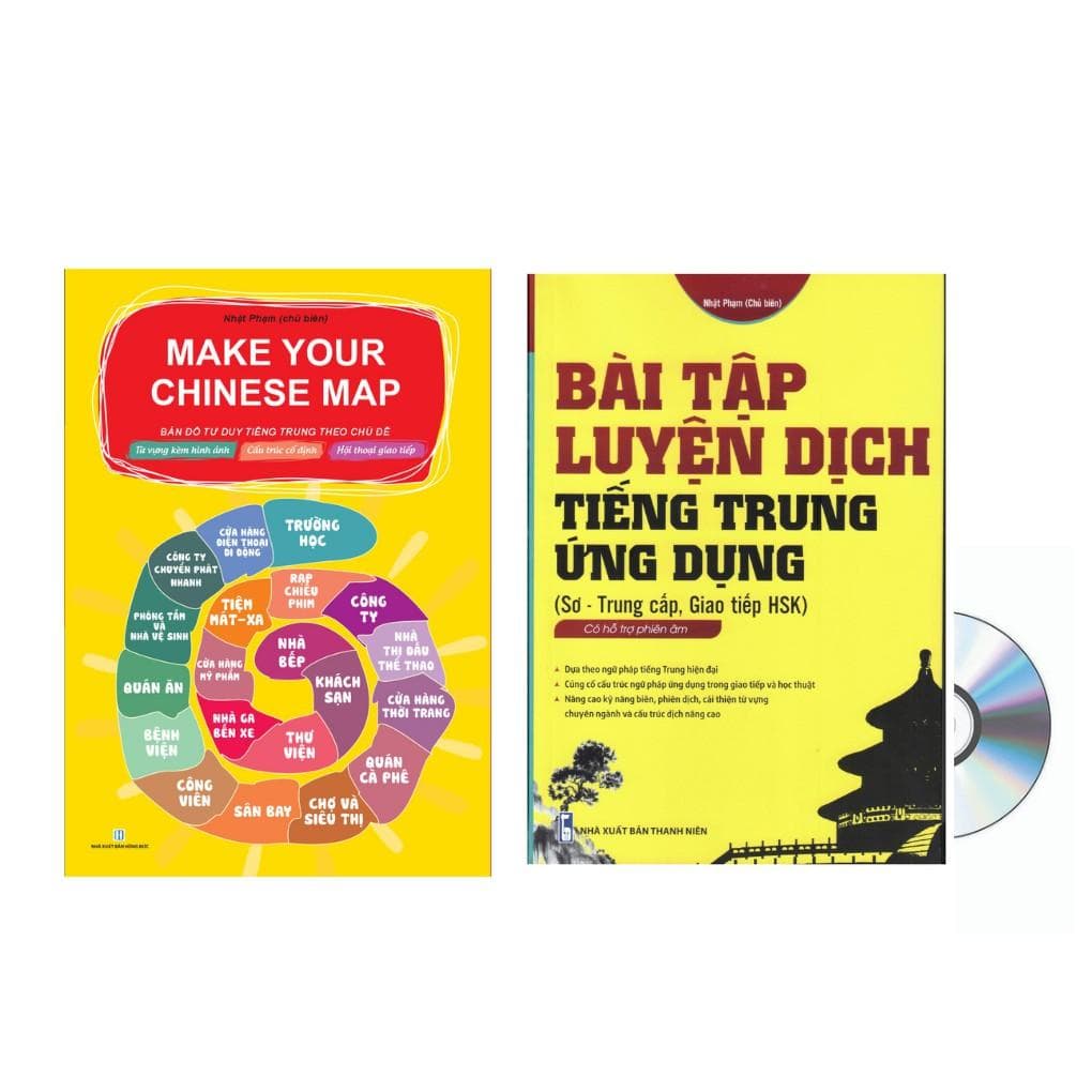 Sách Combo Make your chinese map Phiên bản mới Bài tập luyện dịch tiếng Trung ứng dụng sơ trung cấp DVD tai liêu