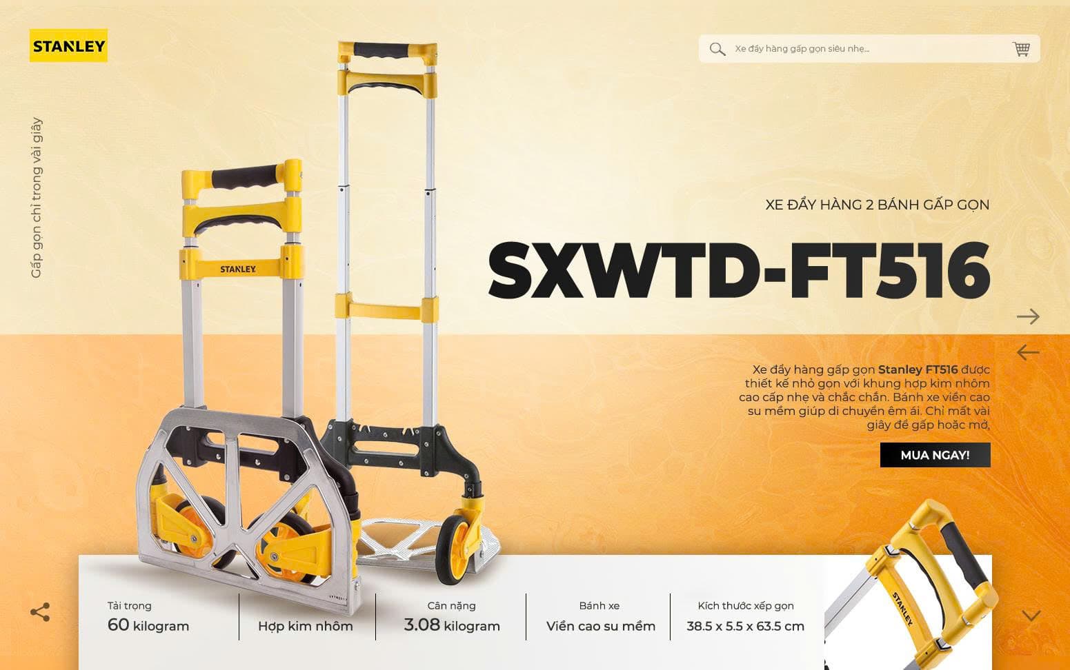Xe Đẩy Tay 2 Bánh Cao Cấp Có Thể Gấp Gọn Stanley FT516