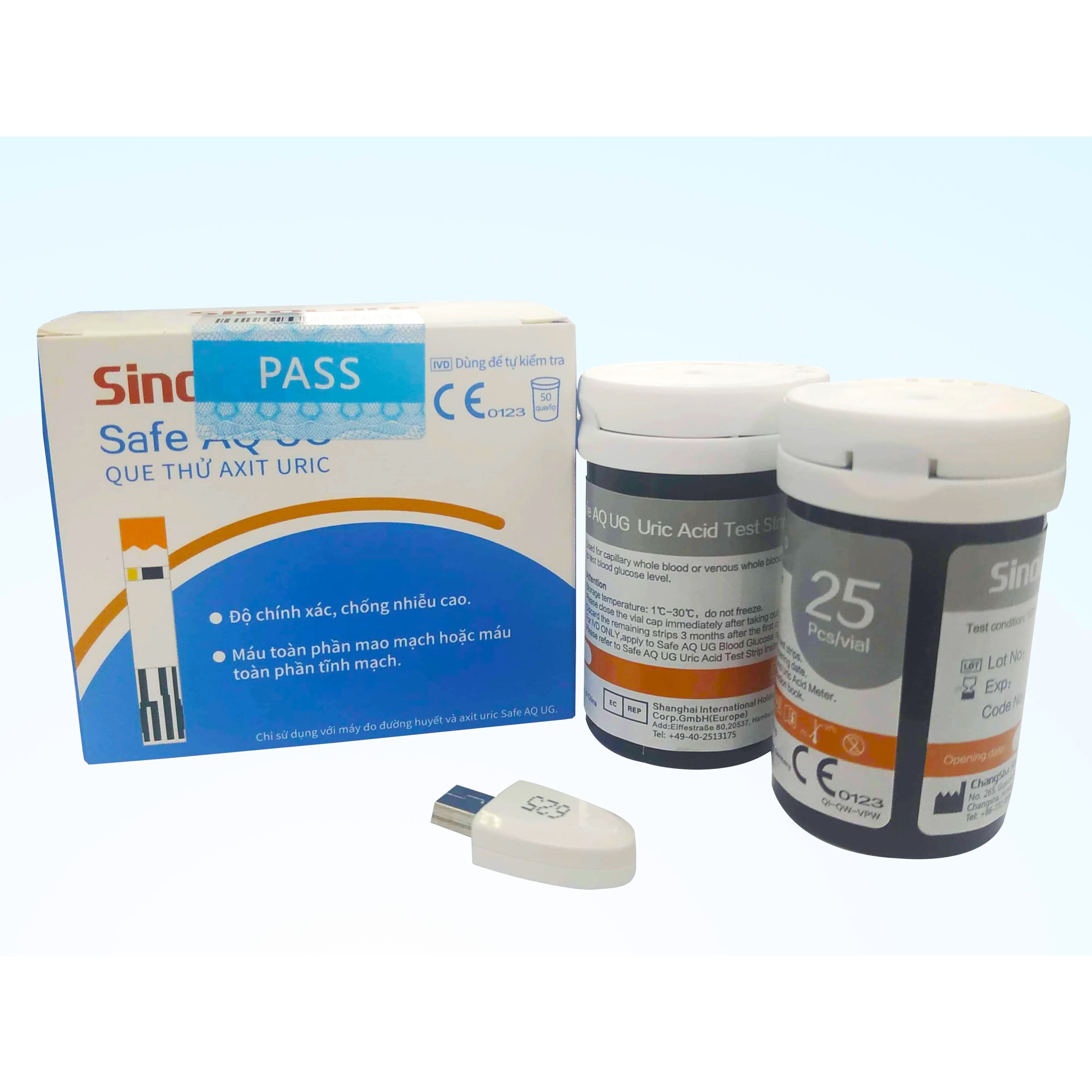 Hộp 50 que thử Axit Uric cho máy Sinocare Safe AQ UG Tặng 50 kim chích máu