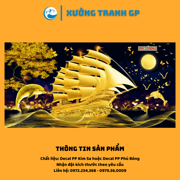 Tranh Dán Tường 3D Gia Phạm Phòng Khách Thuận Buồm Xuôi Gió Có Sẵn Keo Nhận Đặt Kích Thước Theo Yêu Cầu KIM SA 50x100cm