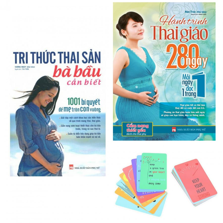 Combo Sách Dành Cho Mẹ Bầu Tri Thức Thai Sản Bà Bầu Cần Biết và Hành Trình Thai Giáo 280 Ngày Bản Đặc Biệt Tặng Kèm GreenLIfe Postcard AHA