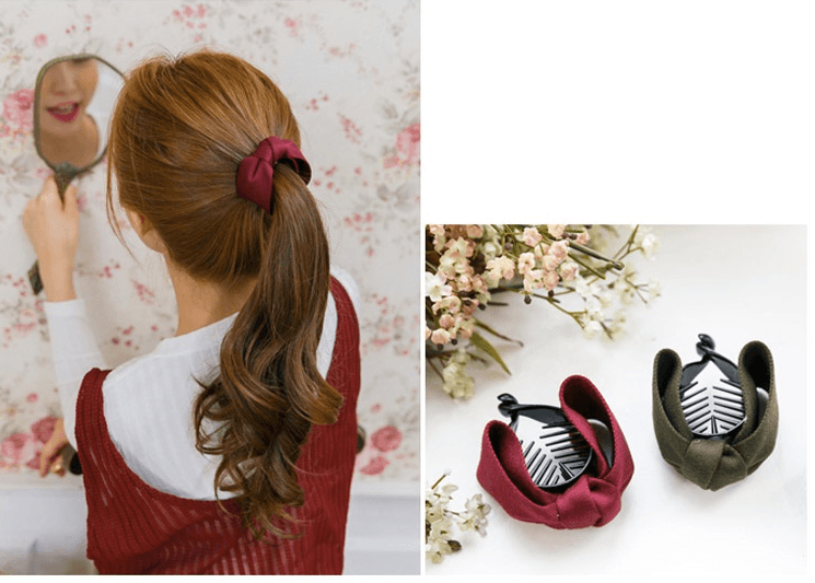 Set 2 kẹp tóc phong cách Hàn Quốc Kẹp tóc đuôi ngựa Bộ 2 kẹp tóc nơ xoắn giao 2 màu khác nhau