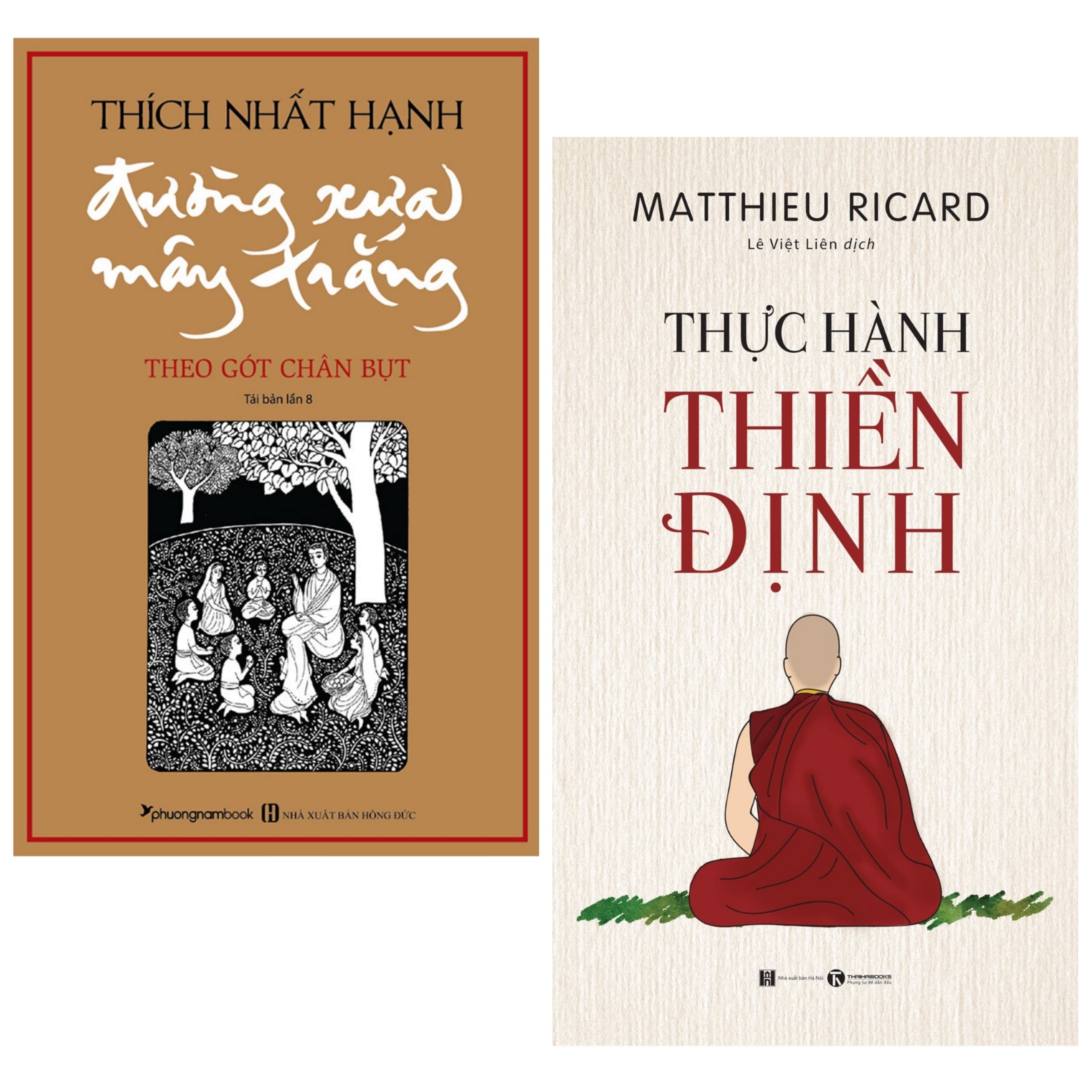 Combo 2 cuốn Đường xưa mây trắng Theo gót chân Bụt Bìa Mềm Thực Hành Thiền Định Trò Chuyện Cùng Tâm Linh Tặng Kèm Bookmark