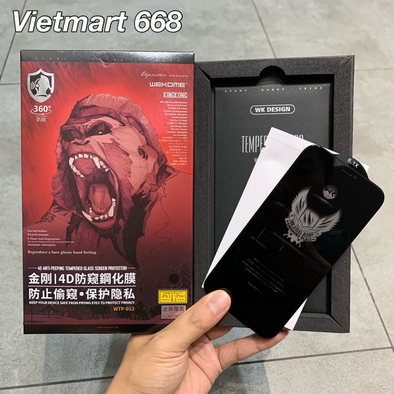 Kính Cường Lực Chống Nhìn Trộm KingKong Dành Cho iPhone Full Hộp Dán Full Màn 12 12Pro 6 1