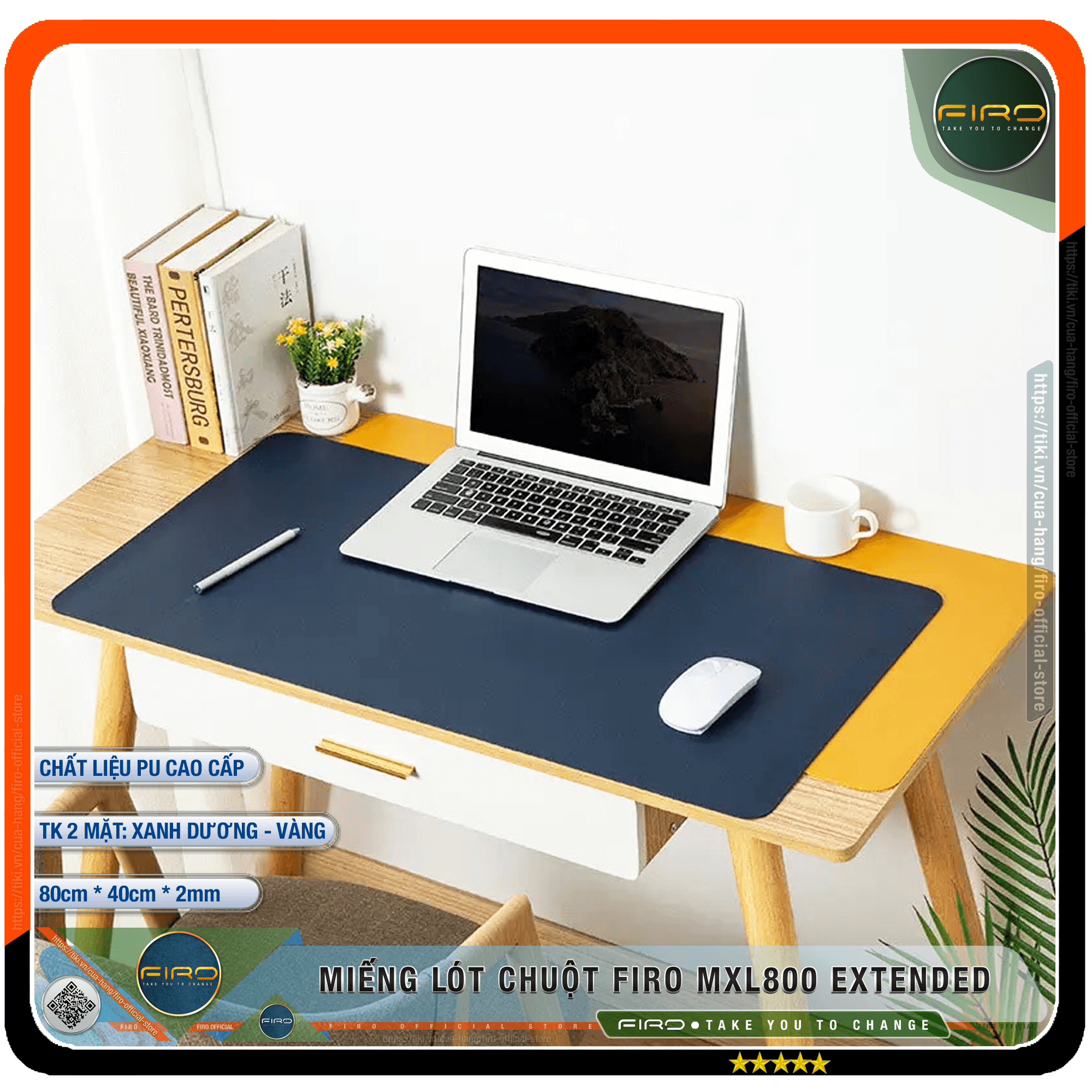 Lót Chuột FIRO Pad Chuột FIRO Miếng Lót Chuột Cỡ Lớn MXL800 EXTENDED 80cmx40cm Chất Liệu Da PU Cao Cấp Tấm Lót Chuột Và Bàn Phím Chơi Game Tấm Trải Bàn Làm Việc Thiết Kế 2 Mặt Tiện Lợi FIRO FIRO MXL800 EXTENDED Xanh Dương Vàng