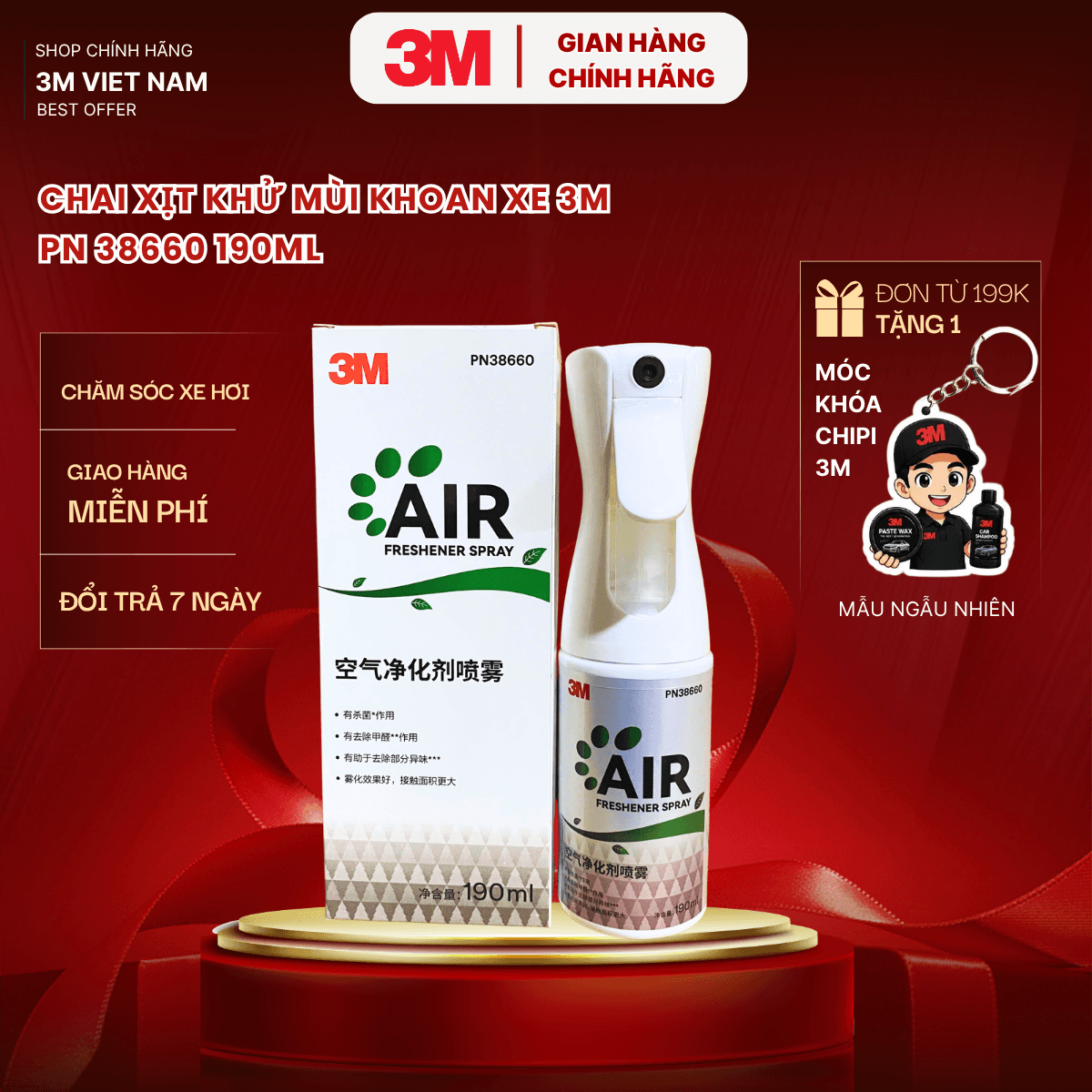 Chai xịt khử mùi diệt khuẩn 3M Air Freshener Spray 38660 200ml
