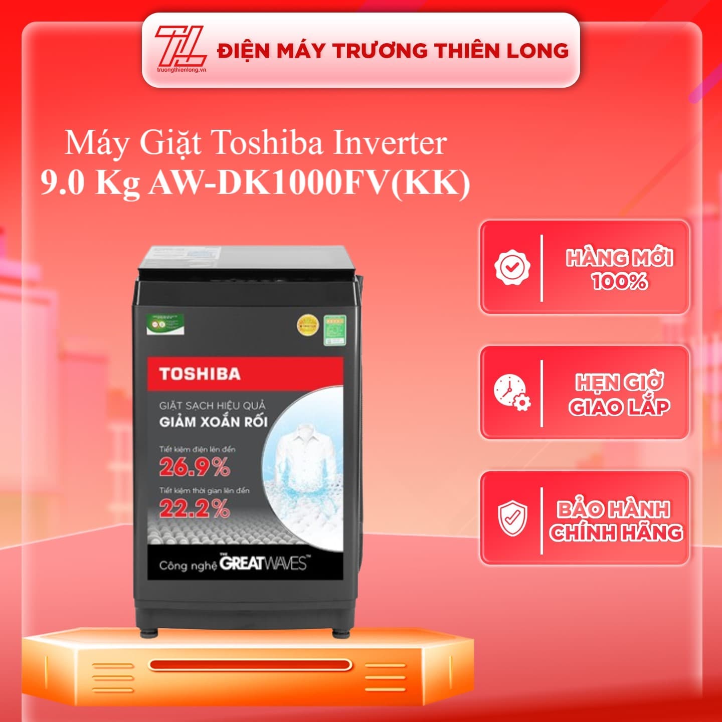 Máy giặt cửa trên Toshiba Inverter 9.0 kg AW DK1000FVKK Model 2020 Chỉ giao HCM
