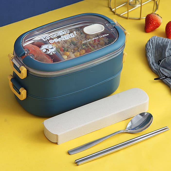 Hộp Cơm Giữ Nhiệt INOX304 Hiện Đại Kèm Bộ Đũa Thìa INOX Chất Liệu Cao Cấp An Toàn Cho Sức Khỏe Vinbuy Xanh Navy