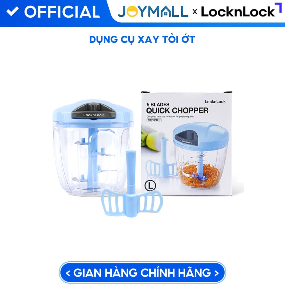 Máy xay tỏi ớt bằng tay Lock&Lock Nhiều kích cỡ lực nghiền mạnh với 3 lưỡi dao thép không gỉ Size L 900ml Màu xanh dương