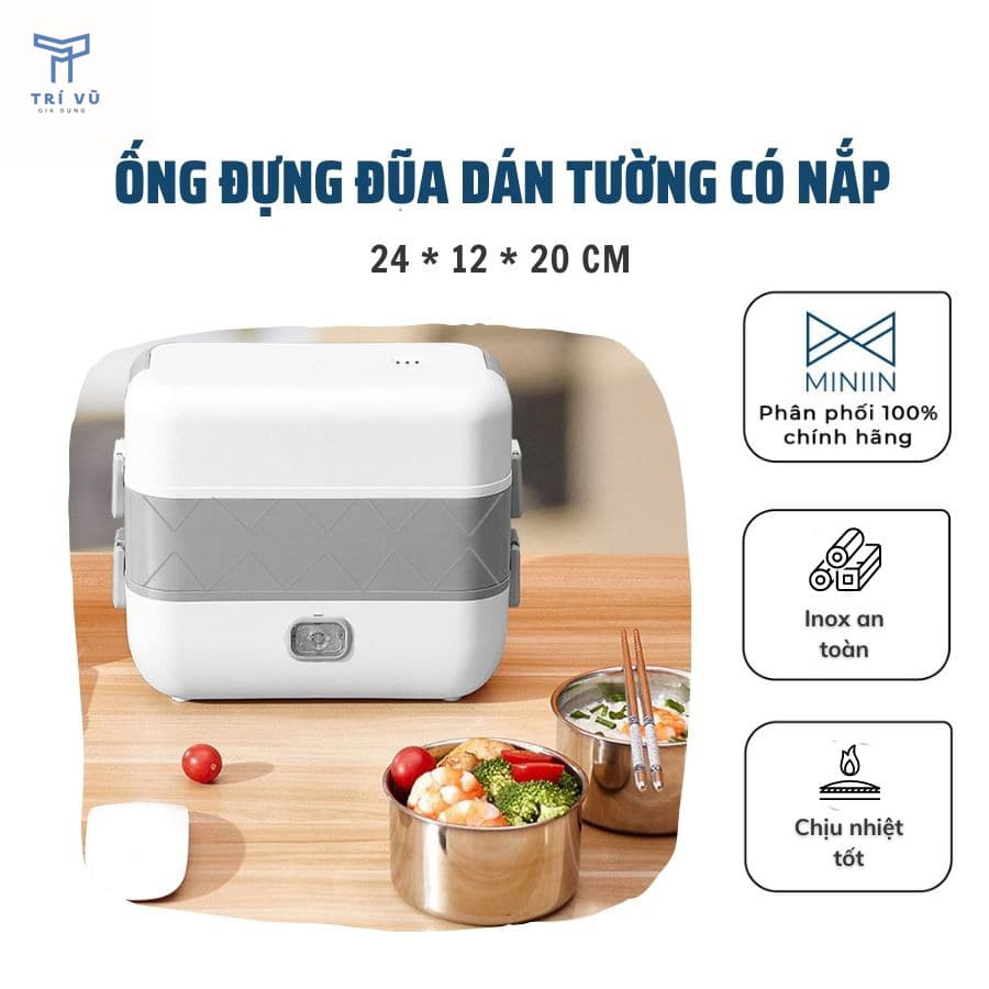 Hộp Cơm Cắm Điện Đời Mới MINIIN Hâm Nóng Giữ Nhiệt Nấu Chín Cơm Và Thức Ăn 2 Tầng Nhỏ Gọn 4 Bát Innox Không Gỉ Tặng Kèm Bộ Đũa Và Thìa Đa Chức Năng Dễ Dàng Vệ Sinh