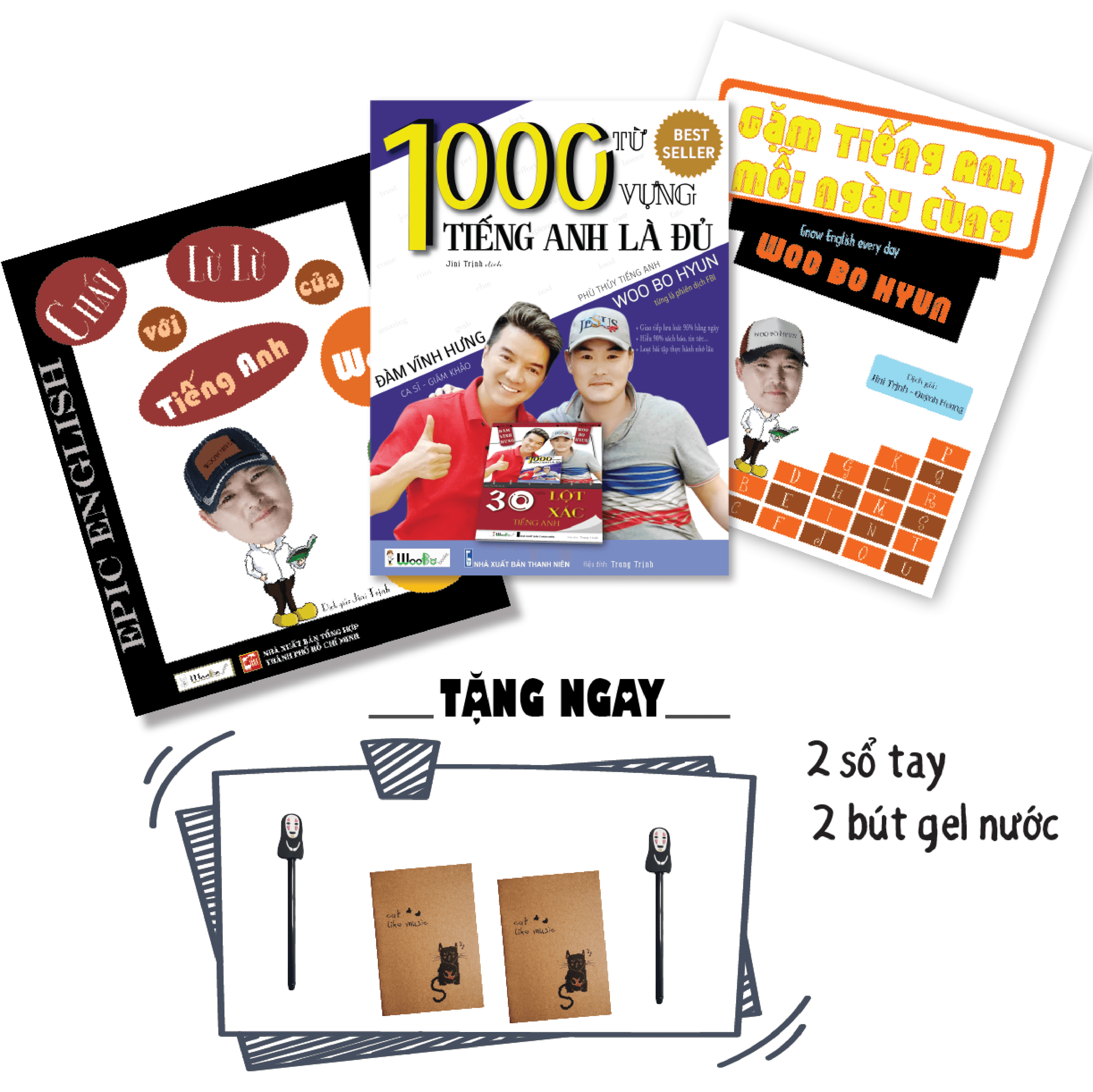Combo Từ Vựng và Giao Tiếp Tiếng Anh Woo Bo Hyun1000 Từ Vựng Tiếng Anh Là Đủ Gặm Tiếng Anh Mỗi ngày Chất Lừ Lừ với Tiếng Anh của Woo Bo Hyun