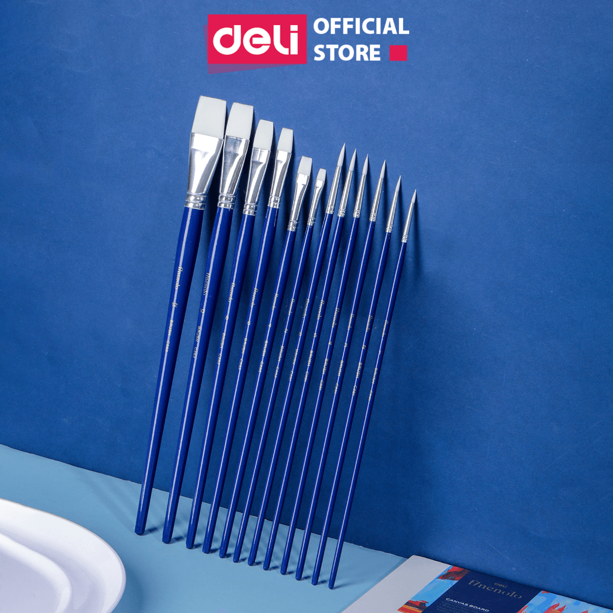 Cọ Vẽ Màu Nước Cọ Đầu Tròn Cọ Đầu Dẹt Cao Cấp Finenolo Deli Cọ Chuyên Dụng Cho Vẽ Màu Chuyện Nghiệp Hoạ Cụ EC281 EC282 EC283 Cọ dẹt 4