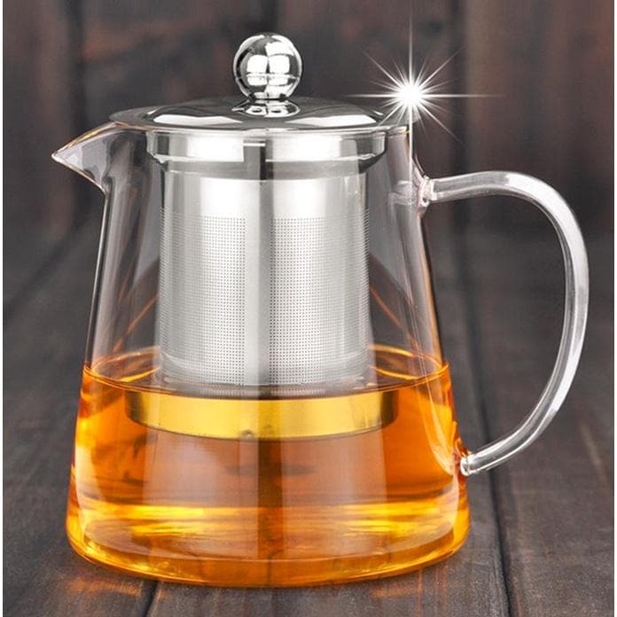 Ấm pha trà thủy tinh có lõi lọc và nắp inox 550ml 750ml 950ml 950ml