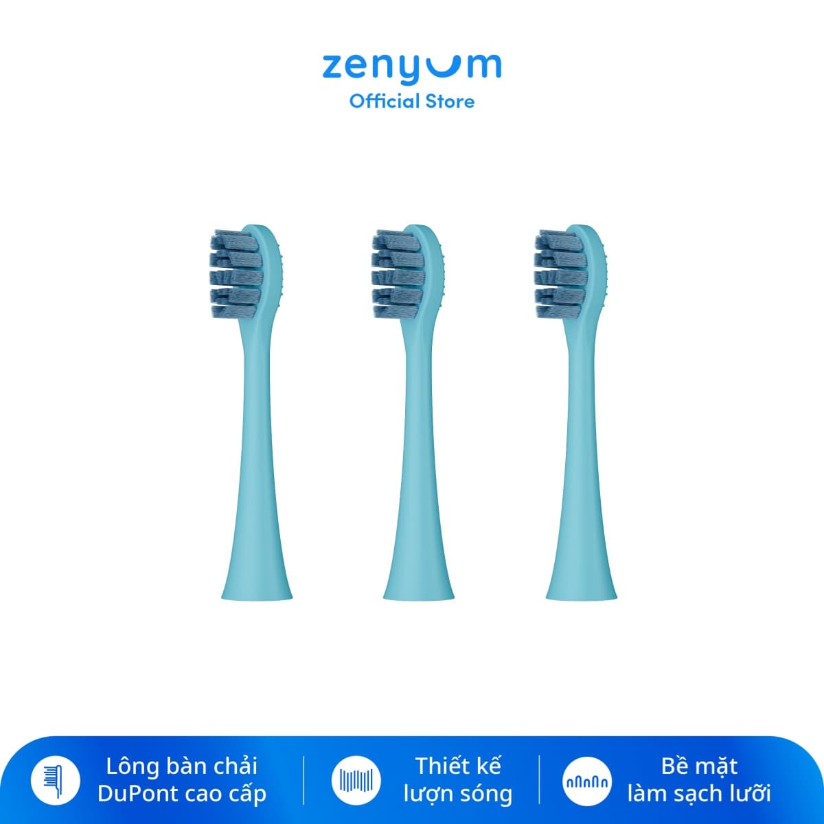 Combo 3 Đầu Bàn Chải Điện Thay Thế Zenyum Sonic Công Nghệ Singapore Xanh Dương