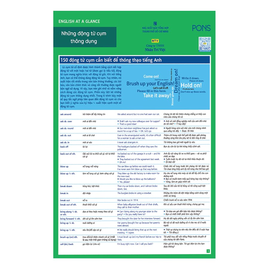 Sách English At A Glance Những Động Từ Cụm Thông Dụng