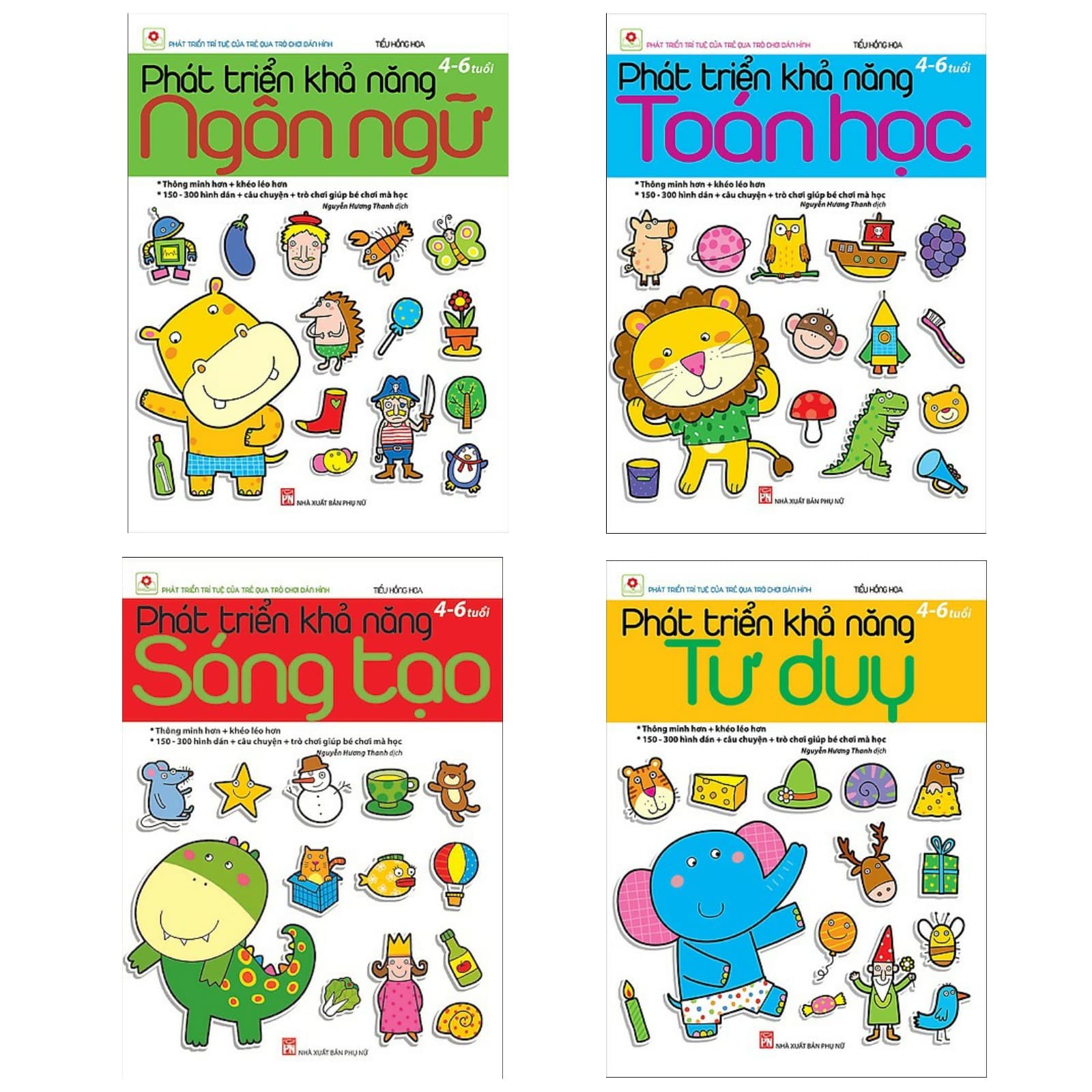 Combo 4 Cuốn Sách Phát Triển Khả Năng Cho Bé 4 6 Tuổi Sáng Tạo Tư Duy Ngôn Ngữ Toán Học Tặng Kèm Bookmark Happy Life