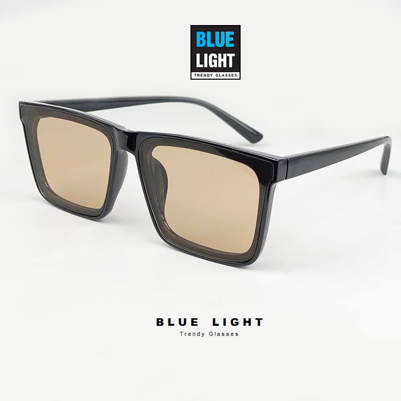Kính Râm Kính Mát Nam Nữ Mắt Phẳng Vuông Trơn Đen Nâu Phong Cách Hàn Quốc BLUE LIGHT Nâu Nhạt