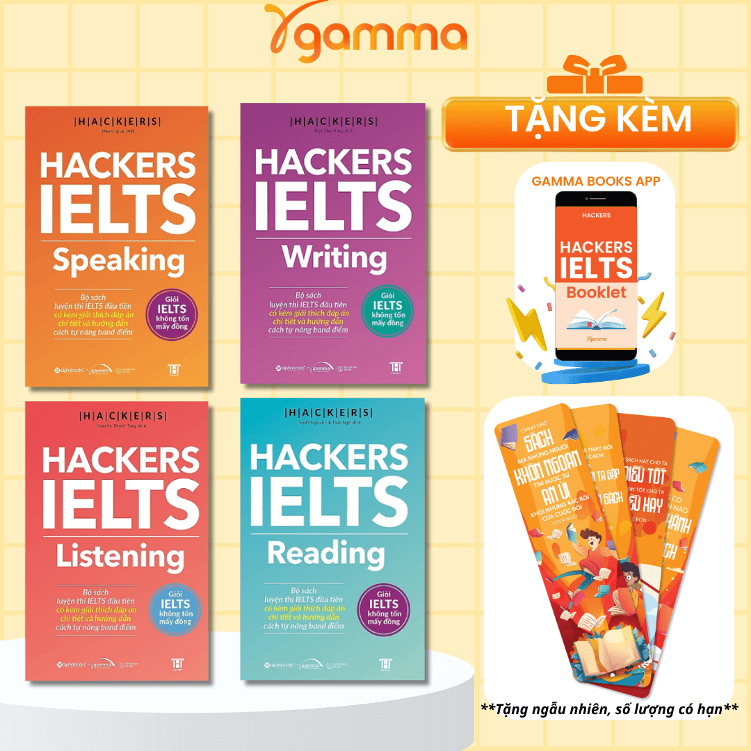 Combo Trọn Bộ 4 Cuốn Hackers IELTS Listening Reading Speaking Writing Tặng Boookmark Tuyệt Đẹp