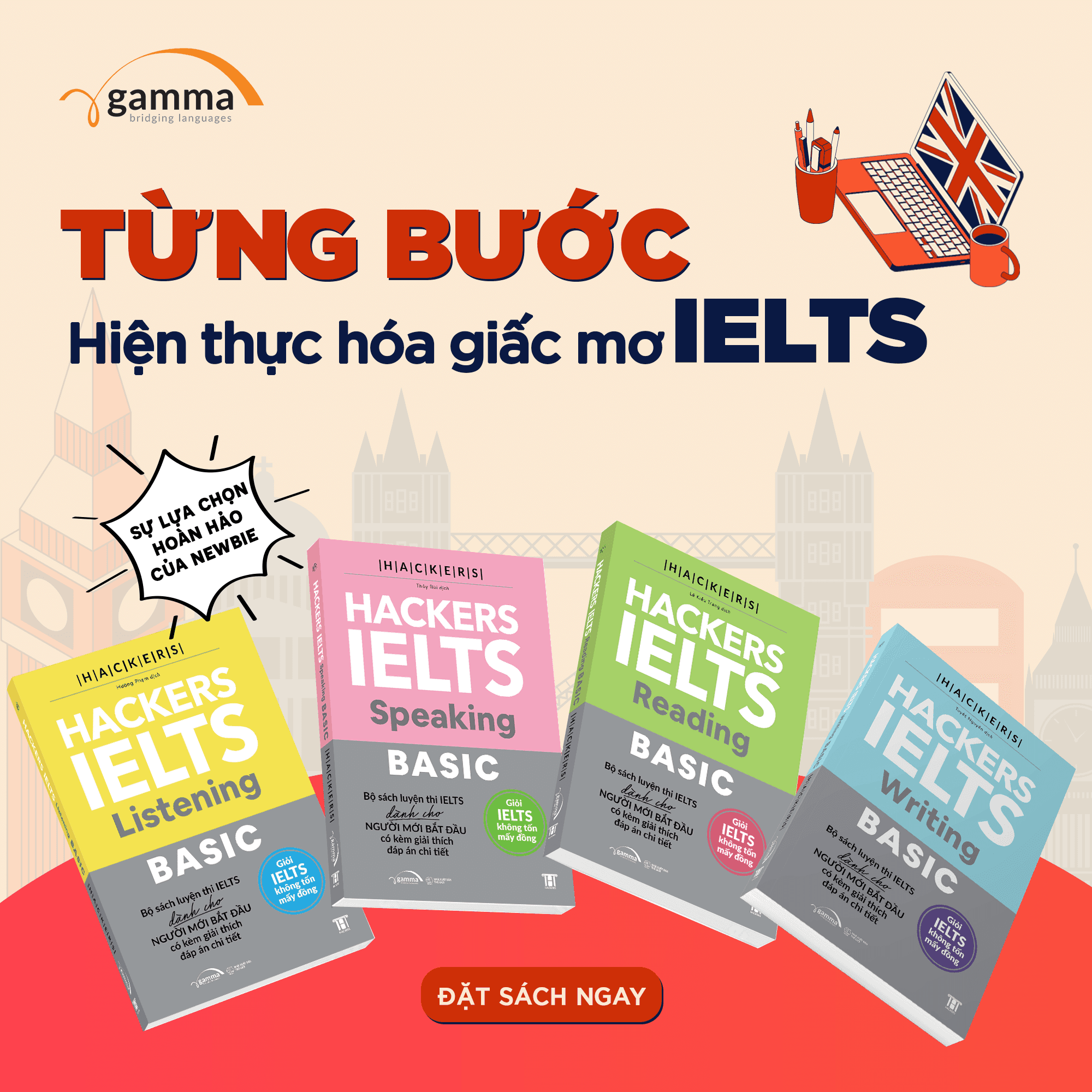 Combo 4 Cuốn Bộ Hackers IELTS Basic