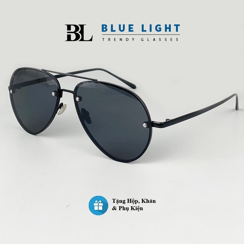 Kính Râm Kính Nam Mắt Phi Công Gọng Khoan Full Đen BLUE LIGHT Full đen